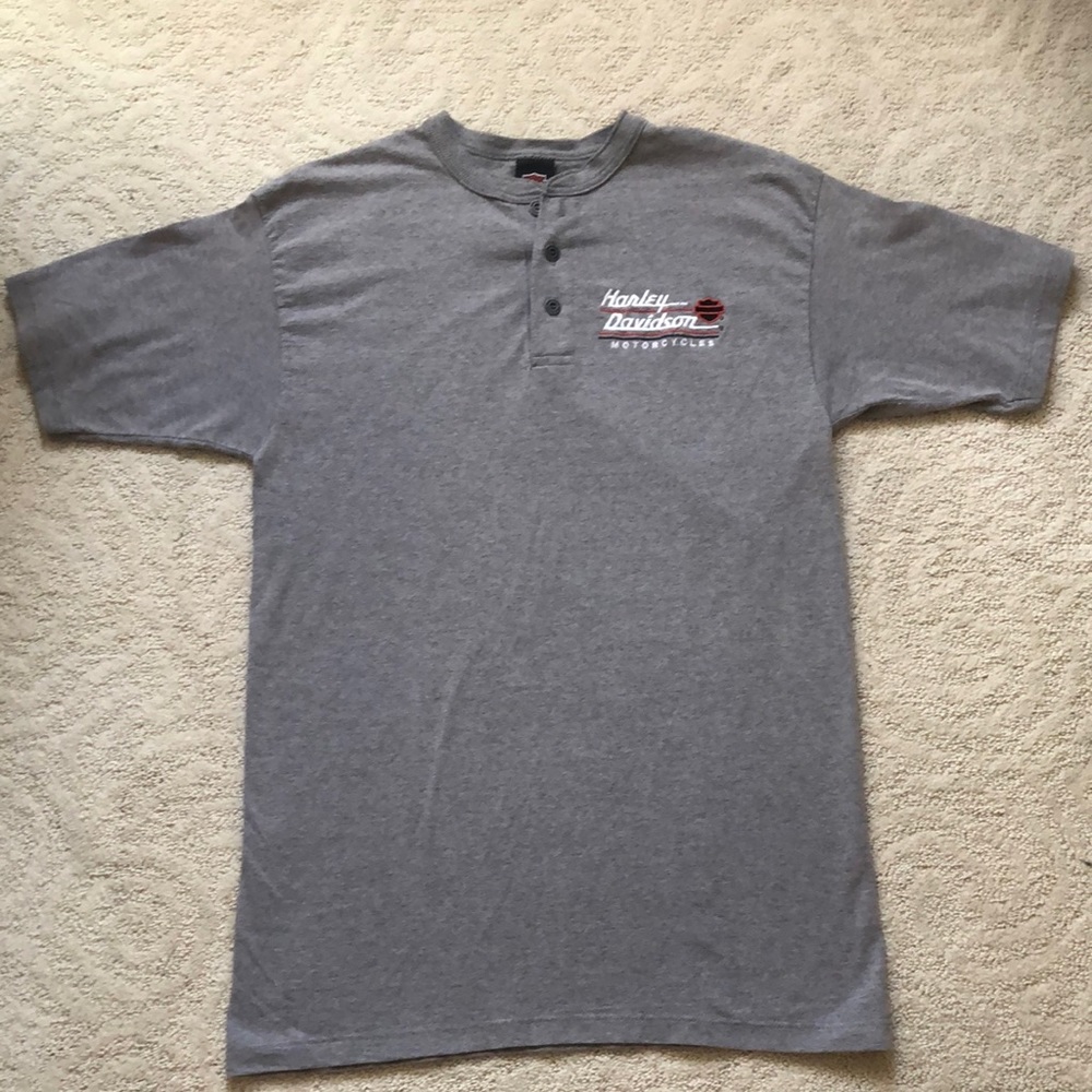 Harley-Davidson Motorcycles Grey 3-button Henley Tee